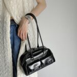 Korea New Bowling Bag Handbag Niche armpit retro large capacity small pocket design bag bag for women