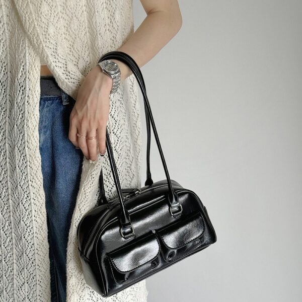 Korea New Bowling Bag Handbag Niche armpit retro large capacity small pocket design bag bag for women