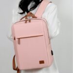 Cross-border backpack, simple business USB laptop bag, business trip, large capacity backpack, solid color and versatile