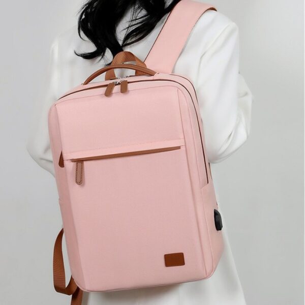 Cross-border backpack, simple business USB laptop bag, business trip, large capacity backpack, solid color and versatile