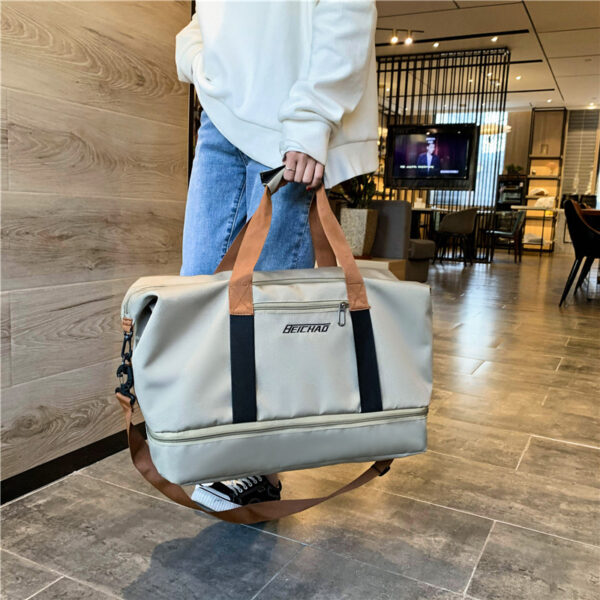 The new cross-border fitness bag is dry and wet separation, and the large-capacity independent shoe compartment business trip fitness bag can be set with a trolley travel bag