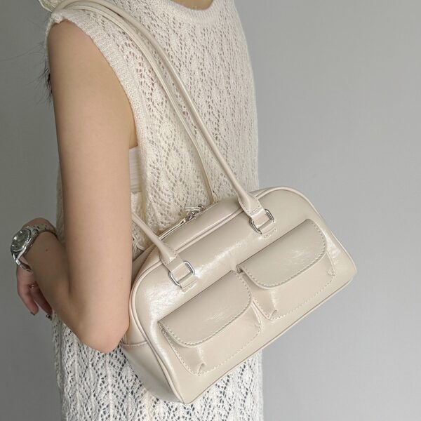 Korea New Bowling Bag Handbag Niche armpit retro large capacity small pocket design bag bag for women