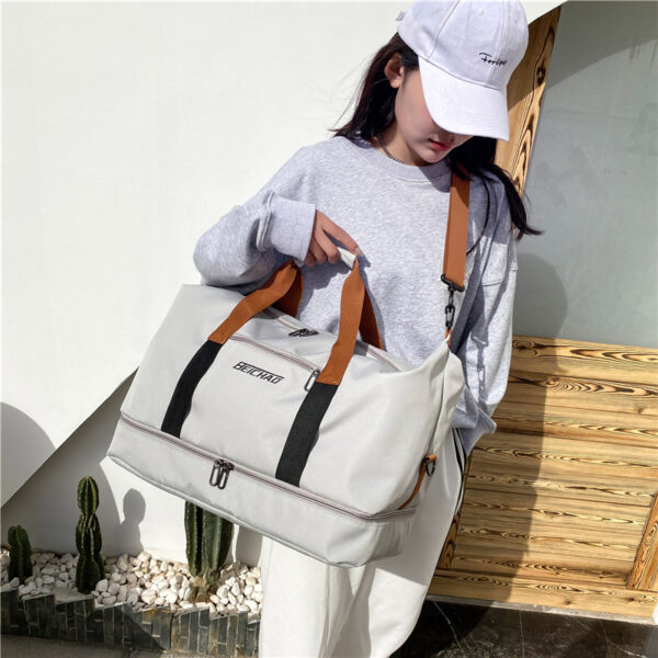 The new cross-border fitness bag is dry and wet separation, and the large-capacity independent shoe compartment business trip fitness bag can be set with a trolley travel bag