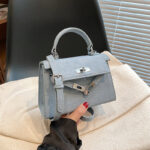 Fashion Platinum Kelly Bag Women's 2024 Spring New PU Handheld Foreign Style Crossbody Bag Premium Small Square Bag