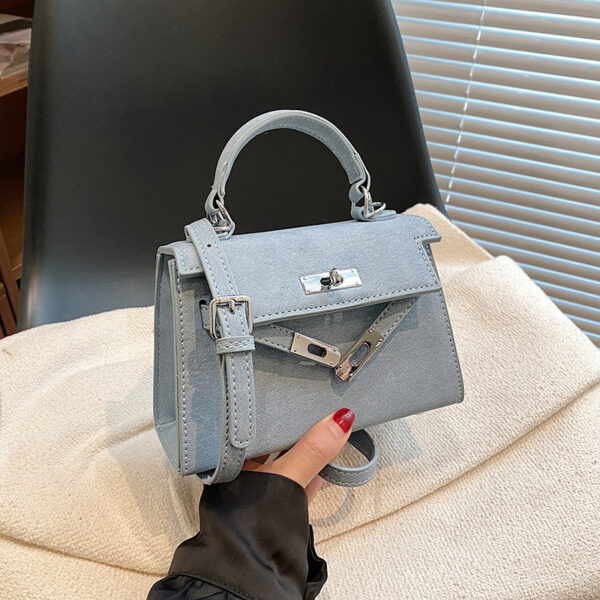 Fashion Platinum Kelly Bag Women's 2024 Spring New PU Handheld Foreign Style Crossbody Bag Premium Small Square Bag