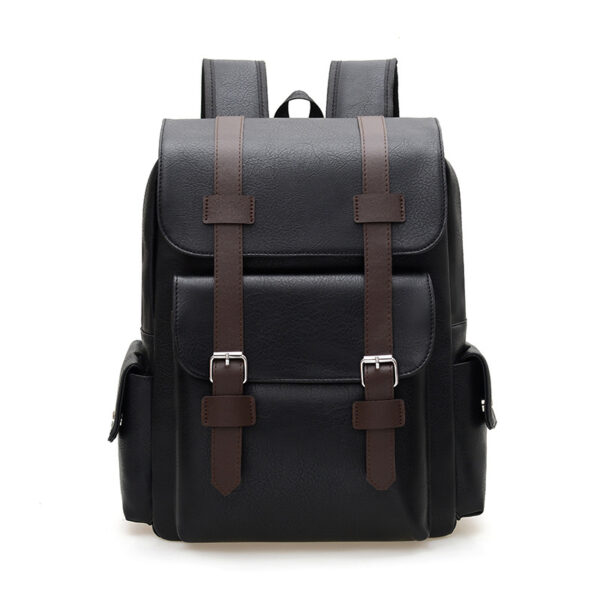Cross-border Amazon British Vintage Soft PU Leather Backpack Casual Large Capacity Travel Belt Buckle Backpack