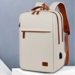Cross-border backpack, simple business USB laptop bag, business trip, large capacity backpack, solid color and versatile
