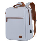 Cross-border backpack, simple business USB laptop bag, business trip, large capacity backpack, solid color and versatile