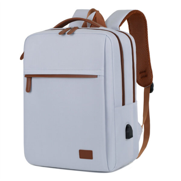 Cross-border backpack, simple business USB laptop bag, business trip, large capacity backpack, solid color and versatile