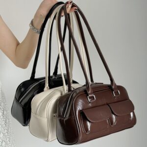 Korea New Bowling Bag Handbag Niche armpit retro large capacity small pocket design bag bag for women