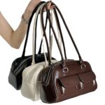 Korea New Bowling Bag Handbag Niche armpit retro large capacity small pocket design bag bag for women