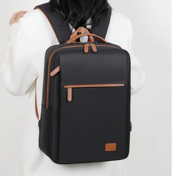 Cross-border backpack, simple business USB laptop bag, business trip, large capacity backpack, solid color and versatile